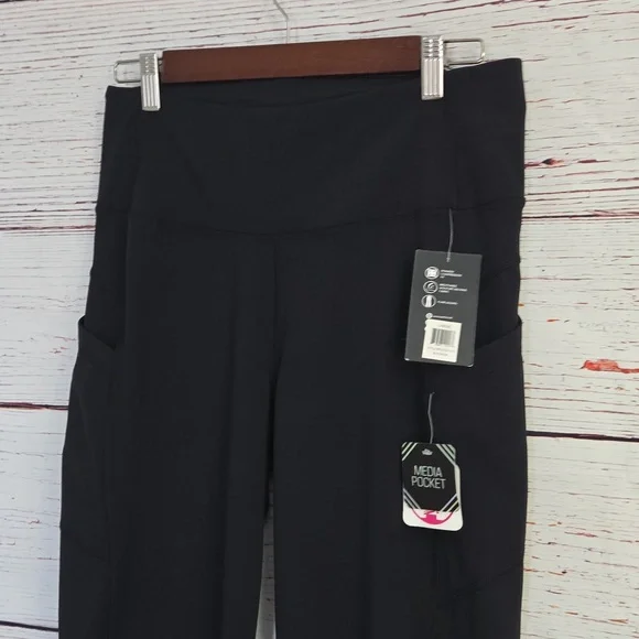 NWT BSP Black Flare Leggings Women’s Size Large Media Pocket Yoga Athletic Pants - Picture 8 of 15